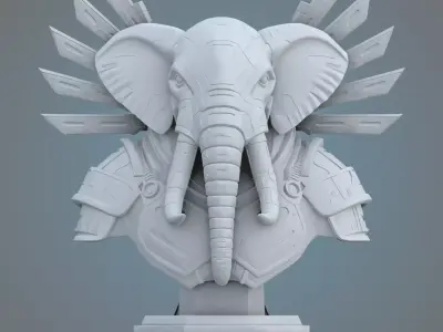 Sci-Fi Mechanical Elephant Sculpture PM-26 3D print model
