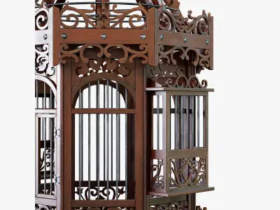 Birdcage Wooden Low-poly 3D model