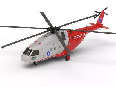 Medical helicopter lowpoly Low-poly 3D model