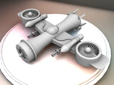 Stylized Spaceship 3D Model Low-poly 3D model