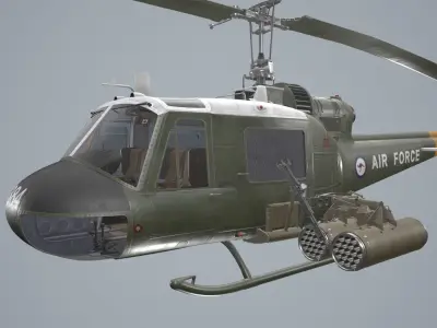Bell UH-1C Australia RAAF Basic Animation Low-poly 3D model