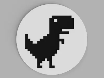 Pixelated Dinosaur Game Google Logo Coaster Free 3D print model