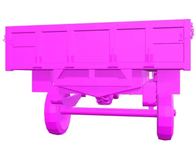 Tractor with Trolley Low-poly 3D model