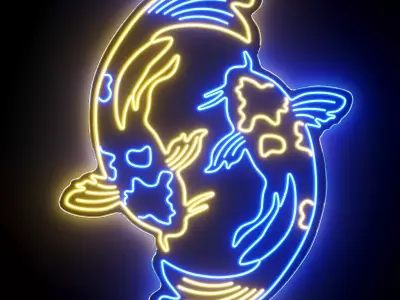 Koi Fish Neon Sign 3D model