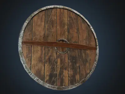 Round viking shield Low-poly 3D model
