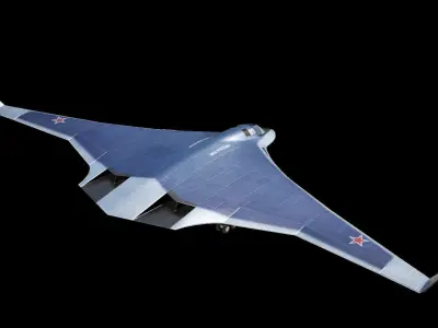 Tupolev PAK DA- Concept Russian Bomber Low-poly 3D model