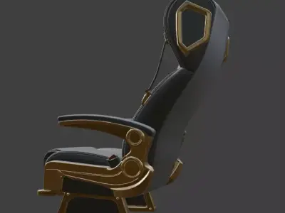 Luxury VIP Aircraft Seat Gray Leather Gold 3D Model 3D model