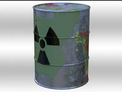 Low Poly Game Ready Military Nuke Barrel Prop Barrel Low-poly 3D model