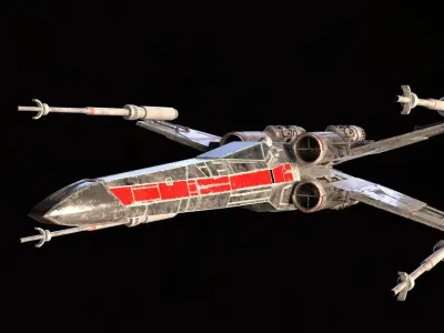 XWING-FANART star wars x - wing fighter flying in sky 3D model