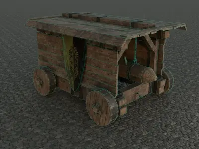 Medieval Battering Ram low-poly PBR Low-poly 3D model