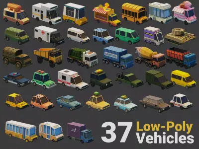 Low Poly Vehicles Low-poly 3D model