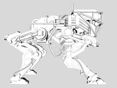 Robot Dog Low-poly 3D model