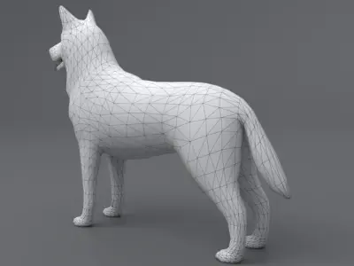 Husky dog Low-poly 3D model