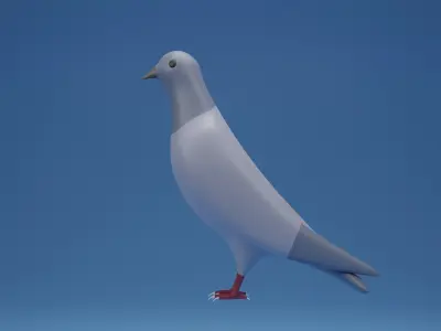 Cartoon Cute Pigeon Dove Low-poly 3D model