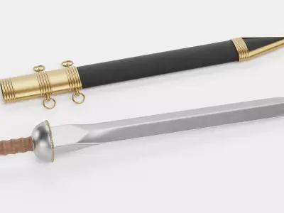 Gladius with Sheath - Roman Armor Equipment 3D model