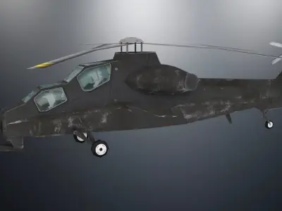 Low-Poly CAIC Z-10 Twin-Turboshaft Attack Helicopter Low-poly 3D model