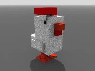 Voxel Festive Chicken Low-poly 3D model