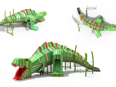 Kids outdoor  wood commercial play structure 3D model 3D model