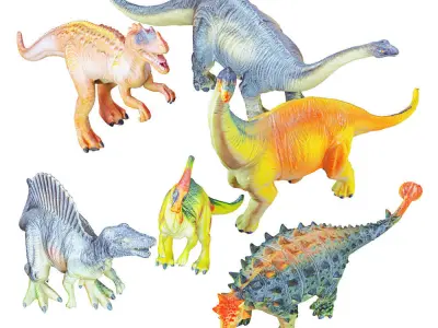 Collection of six Dinosaur Toys 3D model