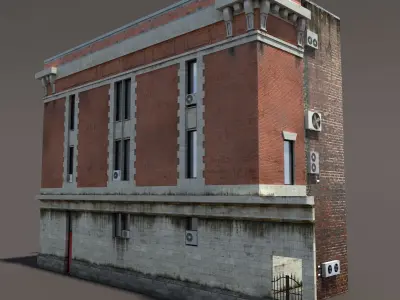 Fire Station Building Low Poly Low-poly 3D model