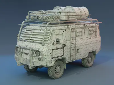 Post Apocalyptic UAZ Free low-poly 3D model