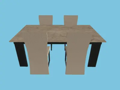 Black Wood Dinning Table - Furniture Interior Design Free low-poly 3D model