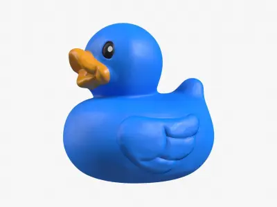 Bathtub Duck in blue Low-poly 3D model