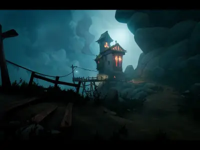 Stylized Perched Church Low-poly 3D model