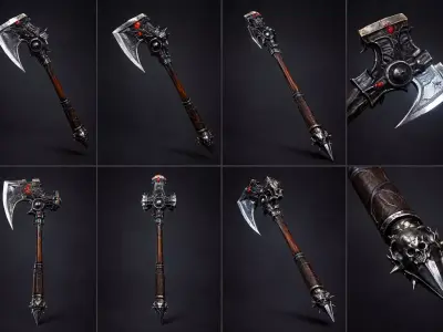 Skull Reaper Battle Axe Low-poly 3D model