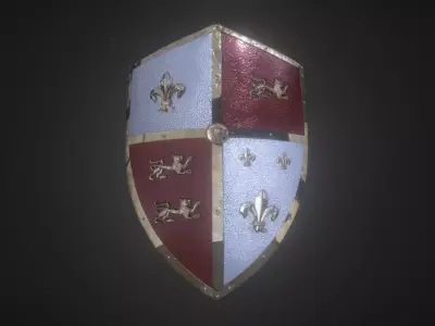 Medieval Royal Crusader Knight Armor Shield Low-poly 3D model