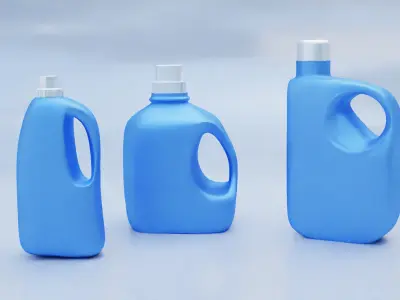 Plastic Detergent Bottle Set Clean Product Packaging 3D model