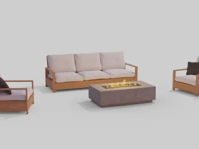 Outdoor furniture Low-poly 3D model