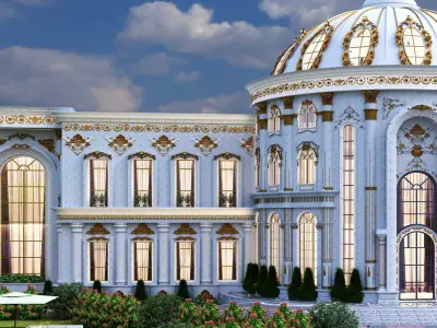 The grand luxurious palace Low-poly 3D model