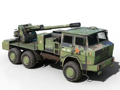 4 coatings of Chinese Army PCL09 PCL-09 Truck-mounted Howitzer Low-poly 3D model