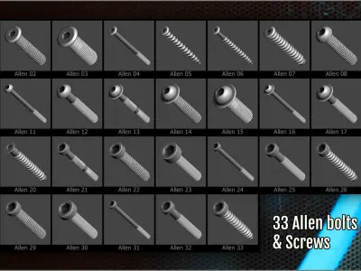 Screws Bolts And Nuts Maker 260 IMM ZBrush Brushes 3D model