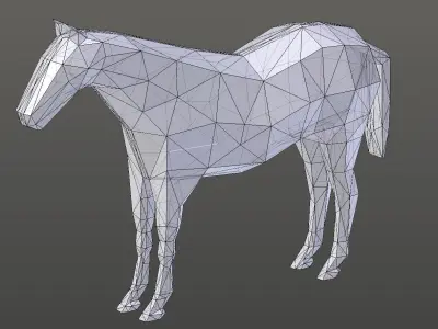 Low poly horses group of in line Low-poly 3D model
