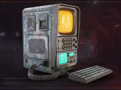 Scifi Retro Computer Low-poly 3D model