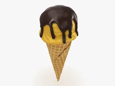 Ice Cream Ball in Waffle Cone 3D model