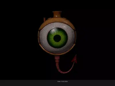 Low Poly Stylized Mechanical Eye Monster - PBR Low-poly 3D model