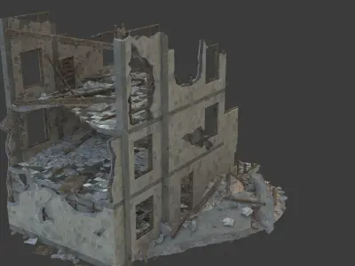 destruction building Low-poly 3D model