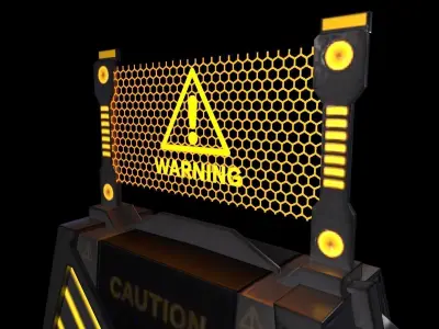 Sci-Fi Firewall - Game Ready Low Poly PBR 3D Model Low-poly 3D model