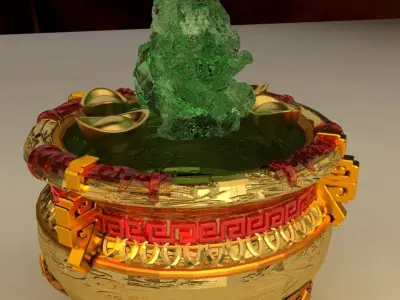 Chinese Gold Ingot Pot 3D model