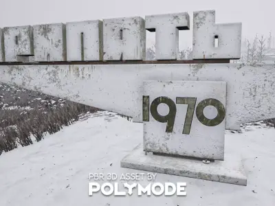 Pripyat City Sign Game-ready Low-poly 3D model