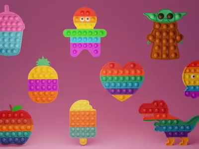 Pop It Push Bubble Fidget Toys Pack  Low-poly 3D model