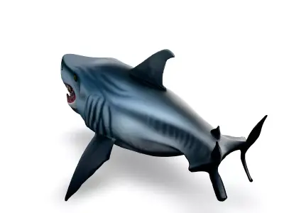 Animated Cartoon Great White Shark Low-poly 3D model