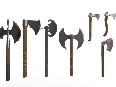 Medieval Axes Pack Low-poly 3D model
