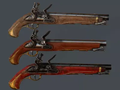 Old Pistol Low-poly 3D model