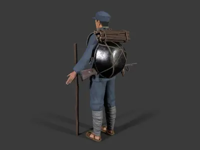 China soldier Low-poly 3D model