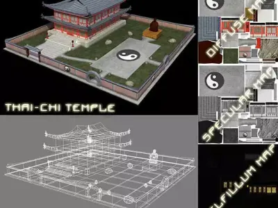 Thai Chi Asian Temple Low-poly 3D model