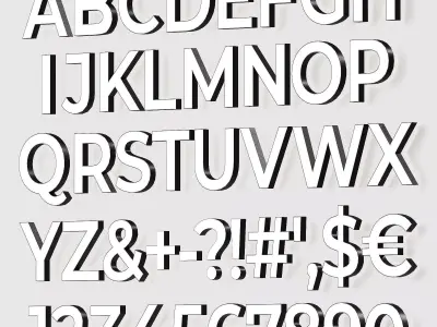 Backlit alphabet 3d volumetric glowing letters numbers symbols 3D model